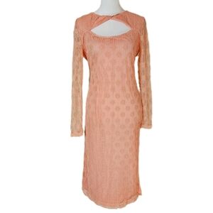 BB Dakota Lace Overlay Twist Dress Women's Medium Cutout Peach Long Sleeve NWT